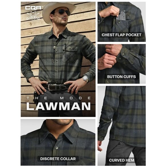 Mens Grey Cotton Flannel Shirt Long Sleeve Brushed Soft Casual Outdoor Plaid - Picture 7 of 9